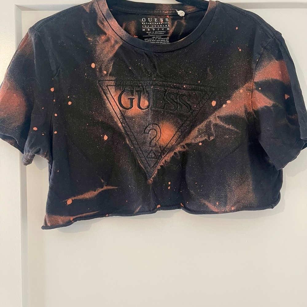 GUESS Black and Orange Crop Top